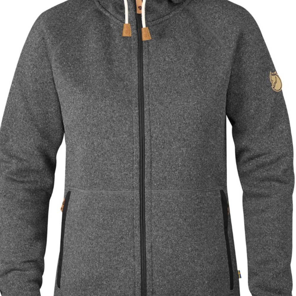 fjallraven ovik fleece zip up hoodie in grey - sz medium - *well-loved*